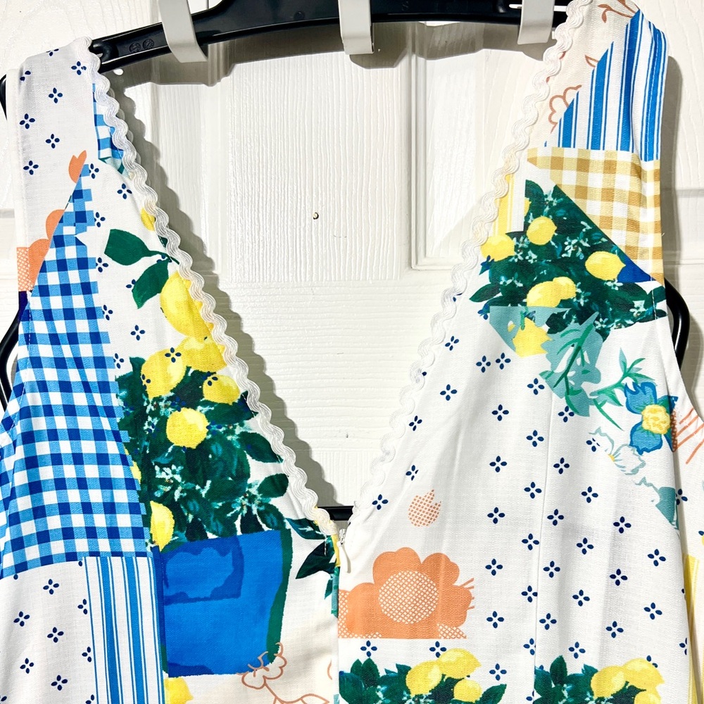 Commense Lemonade Print Lace Trim Long Dress - Picture 12 of 15